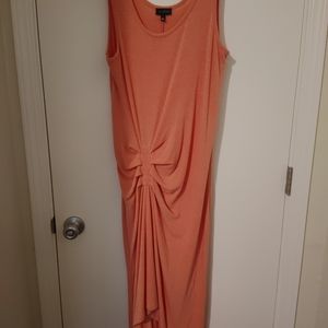 Peach fitted sweater dress